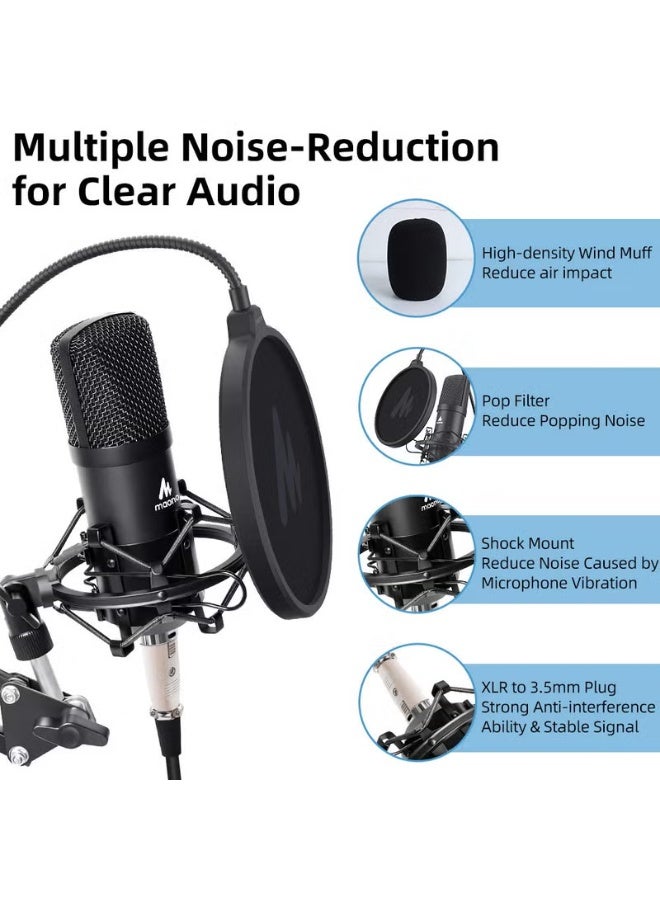 Maono طقم ميكروفون مكثف AU-A03 لبرنامج البودكاست مع حامل ميكروفون ذراع متحركة (أسود) - Image 3